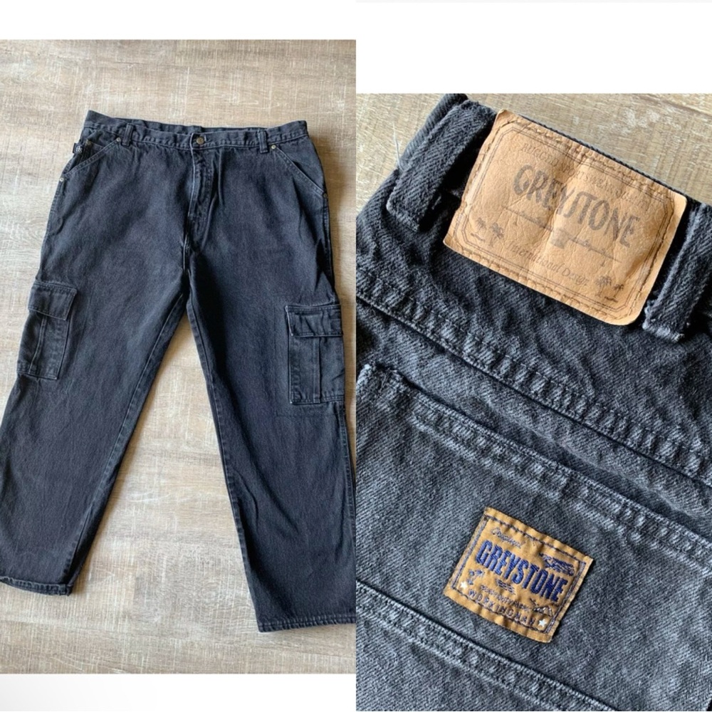 Greystone men’s work Wear denim jeans relax fit pants 44 Black 40x29 Utility